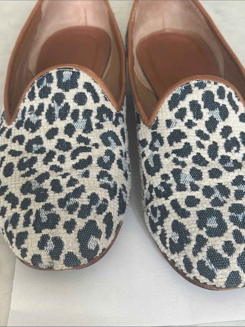 Ramon Tenza Black and Cream Woven Leopard Slip-On Loafers
